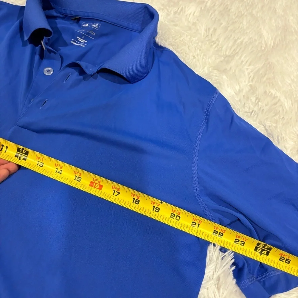 ADIDAS GOLF MENS PURE MOTION SZ Large BLUE SHORT SLEEVE GOLF POLO SHIRT